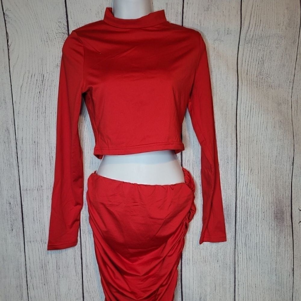 ‎Women's Crop Top Bodycon Skirt Outfit Medium